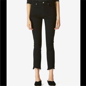 Avec Les Filles black high rise frayed hem denim jeans size 30